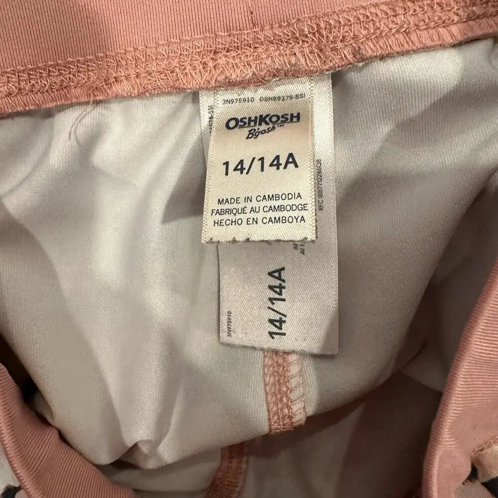OshKosh B'gosh Pink Floral Leggings Girl's Activewear Pull-On Pants 14